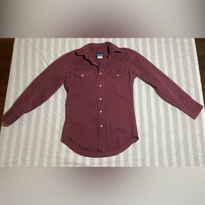 Wrangler Maroon Red Pearl Snap Long Sleeve Shirt Preowned Great Condition